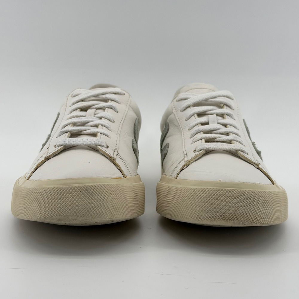 Veja Campo Sneakers Women's 8 White Sage Green Leather Suede Low Top Lace Up - Picture 4 of 9